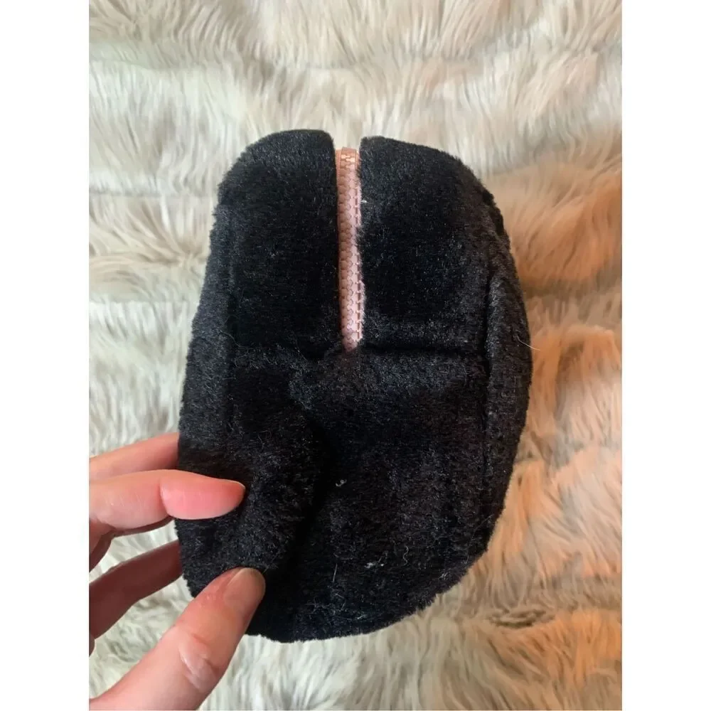 Anastasia Beverly Hills Black Faux Fur Cosmetic Makeup Bag